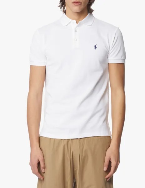 Тонкая футболка-поло из эластичной сетки Ralph Lauren, белый