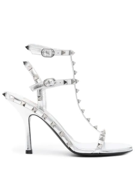Valentino Garavani босоножки Rockstud 100, серебристый