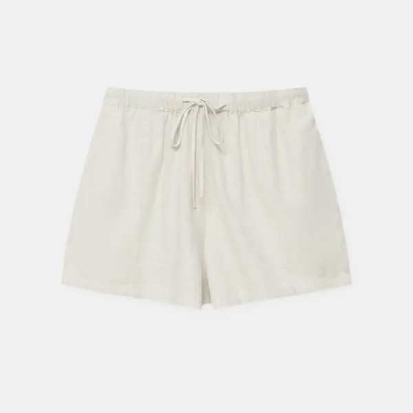 Шорты с эластичным поясом Pull&Bear Flowing Rustic Shorts, белый