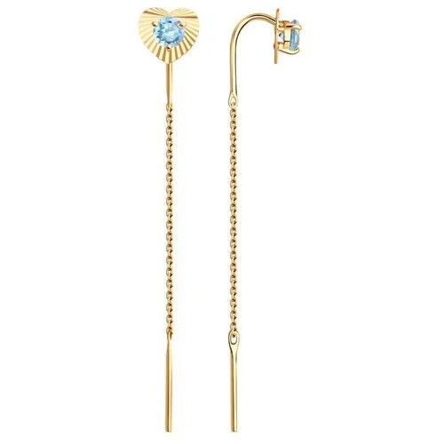 Серьги Diamant, красное золото, 585 проба, топаз