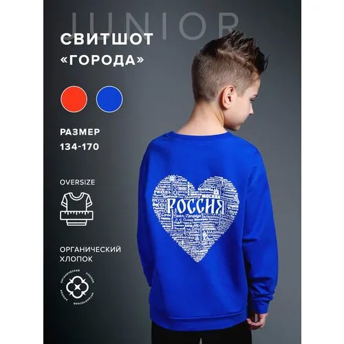 Свитшот подростковый Города России DNK, размер 158, цвет терракотовый
