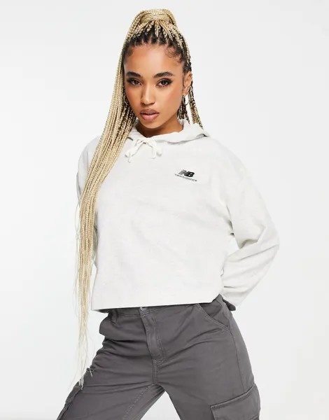 Толстовка укороченная New Balance Unisex Crop, белый