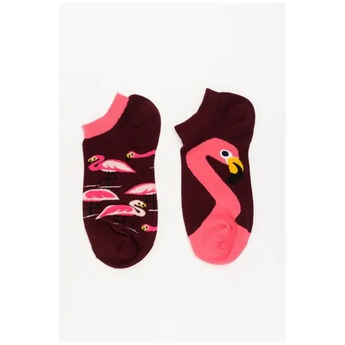 Носки короткие Розовый фламинго Kawaii Factory KW009-000752 Бордовый 38-42
