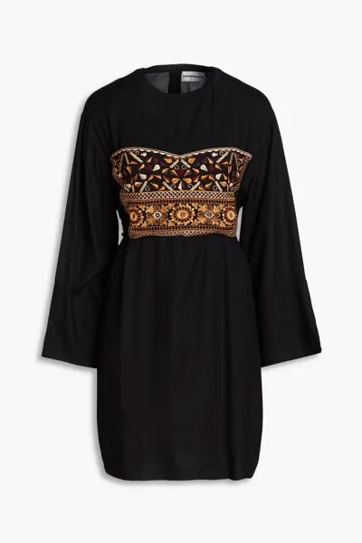 Креповое платье мини Bettina с вышивкой Antik Batik, черный