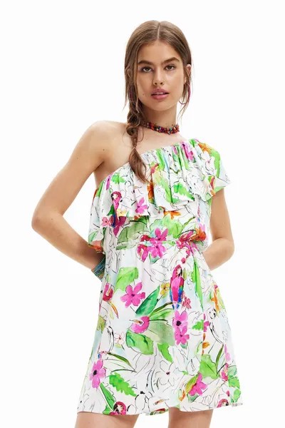 Платье с открытым плечом и принтом Desigual, зеленый