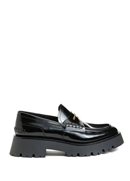 Женские кожаные лоферы с логотипом Alexander Wang, черный