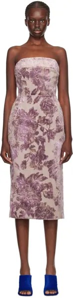 Пурпурное платье миди с цветочным принтом Dries Van Noten