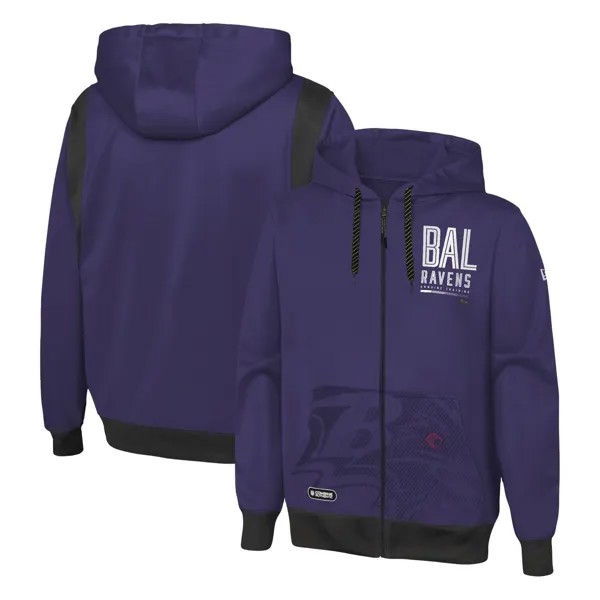 Мужская фиолетовая толстовка с молнией во всю спину Baltimore Ravens Joint Authentic с капюшоном New Era