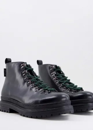 Черные походные ботинки премиум-класса из кожи Walk London-Черный цвет