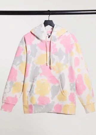 Худи в стиле oversized пастельного цвета с эффектом кислотной стирки Obey-Желтый