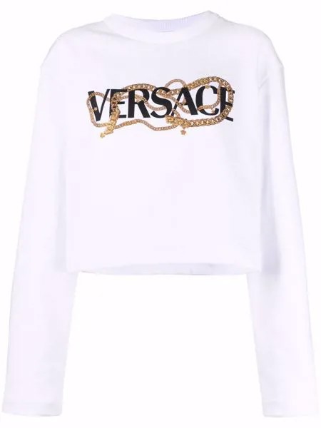 Versace укороченная футболка с принтом Barocco