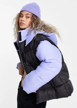 Голубой пуховик со съемными рукавами ASOS DESIGN Hero-Зеленый цвет