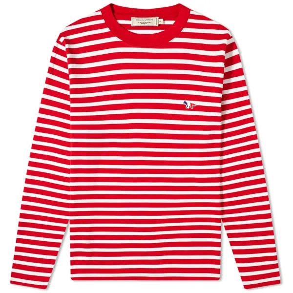 Футболка Maison Kitsuné Long Sleeve Tricolour Fox Stripe Tee