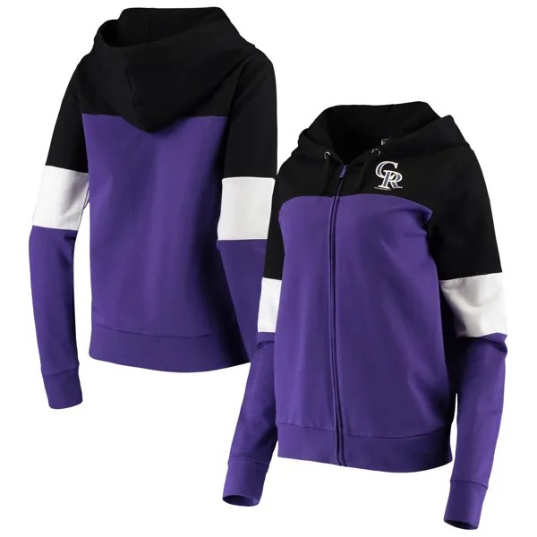 Женская толстовка New Era Purple Colorado Rockies с цветными блоками и молнией во всю длину из френча терри New Era