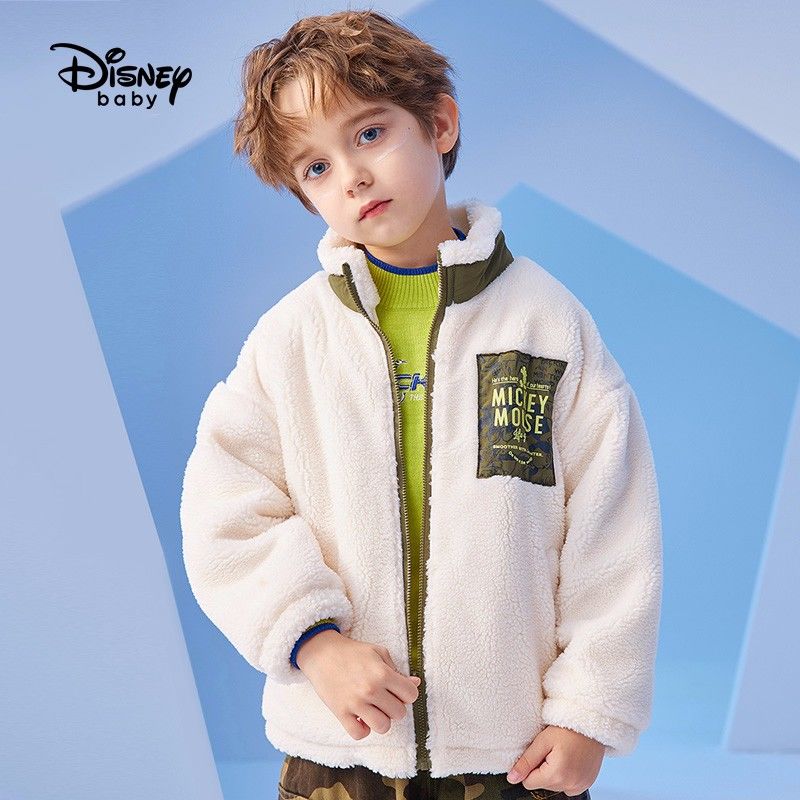 Детская одежда Disney, хлопковая куртка из овечьей шерсти с воротником-стойкой для мальчиков, Детская темпераментная куртка на осень и зиму