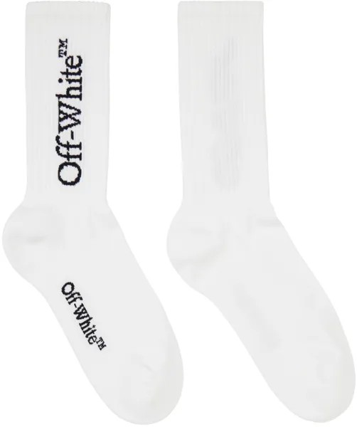 Белые носки до середины икры с большим логотипом Off-White