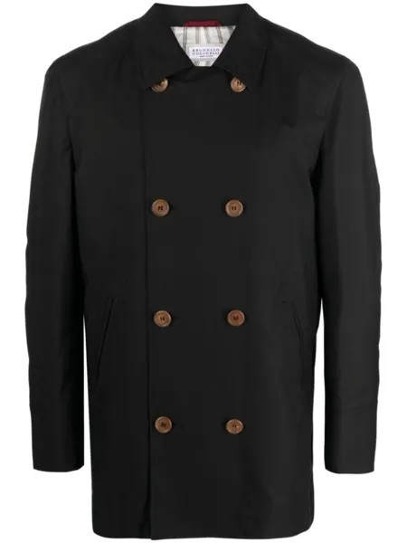 Brunello Cucinelli двубортный габардиновый пиджак, черный