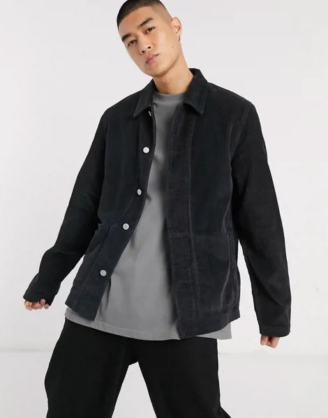 Черная вельветовая куртка ASOS DESIGN-Черный