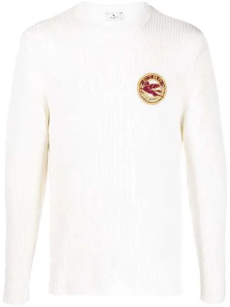 ETRO свитер в рубчик с нашивкой-логотипом