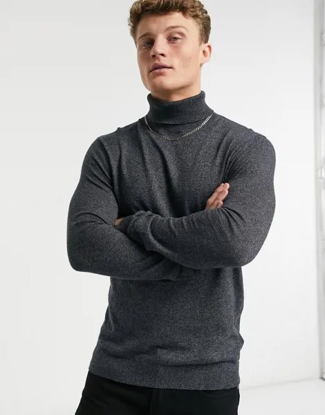Темно-серая меланжевая водолазка Topman-Серый