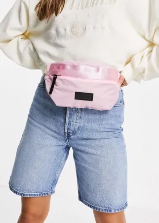Розовая сумка-кошелек на пояс на молнии с отделкой тесьмой Consigned-Розовый цвет