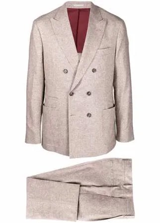 Brunello Cucinelli костюм узкого кроя с двубортным пиджаком