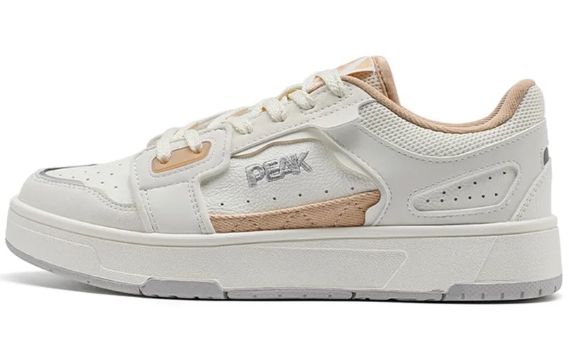 Кроссовки PEAK Skateboarding Shoes Women's Low-top Off White/Khaki, белый/хаки