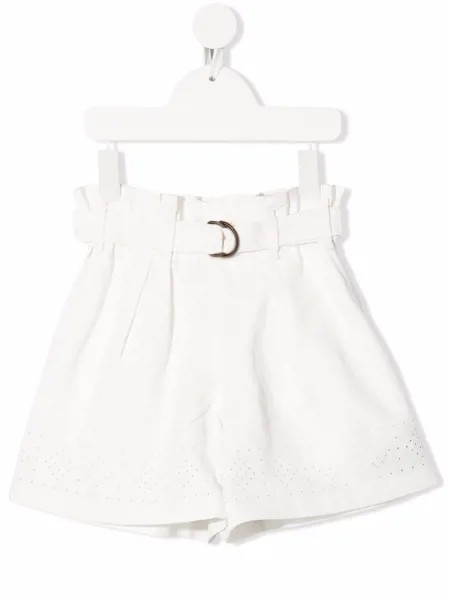 Brunello Cucinelli Kids льняные шорты-бермуды с поясом