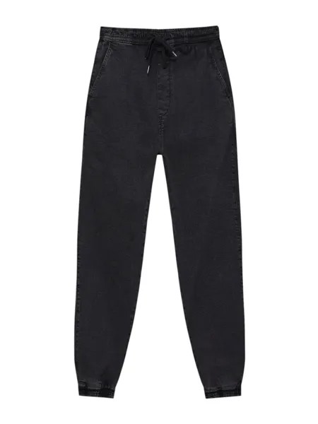 Зауженные джинсы Pull&Bear, черный деним