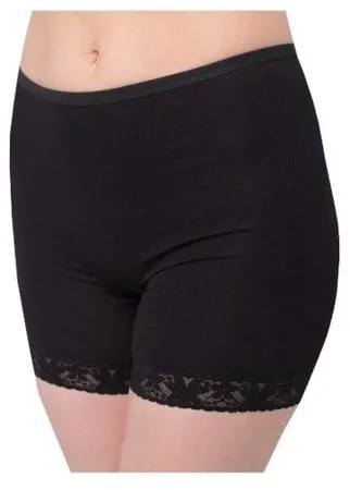 Santini Трусы панталоны комфорт с кружевом, размер 50, черный
