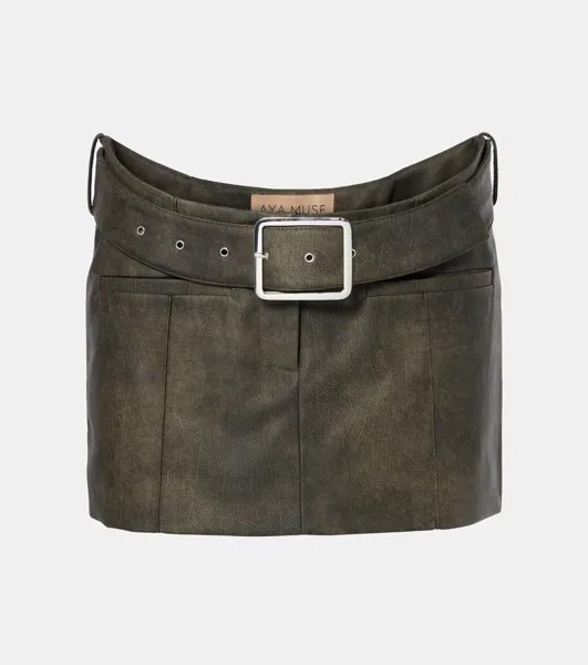 Мини-юбка из искусственной кожи с поясом Kaya Aya Muse, цвет faded grey