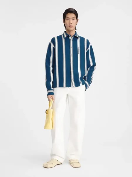 Полосатая рубашка свободного кроя La Папье Jacquemus, белый