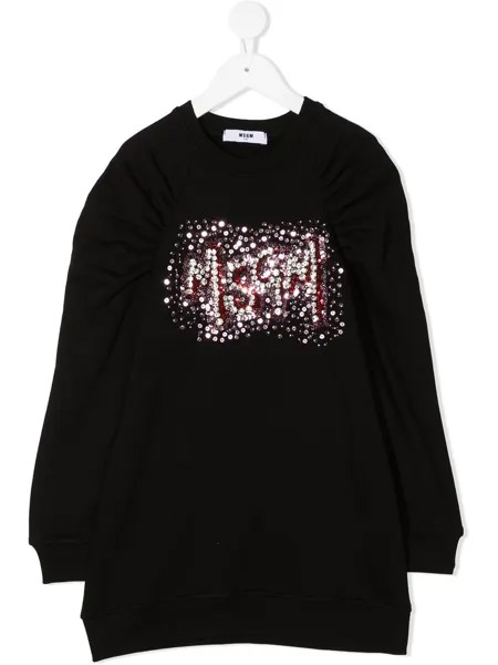 MSGM Kids толстовка с логотипом и пайетками