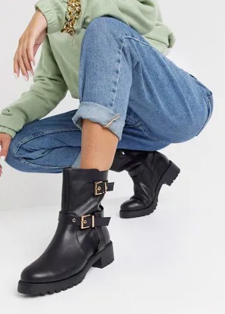 Черные ботинки без застежки на массивной подошве ASOS DESIGN Asha-Черный