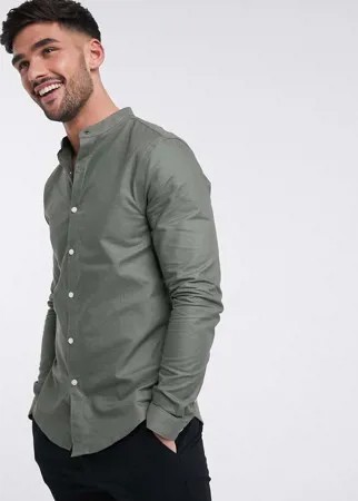 Оксфордская рубашка цвета хаки с длинными рукавами и воротником на пуговице New Look-Зеленый