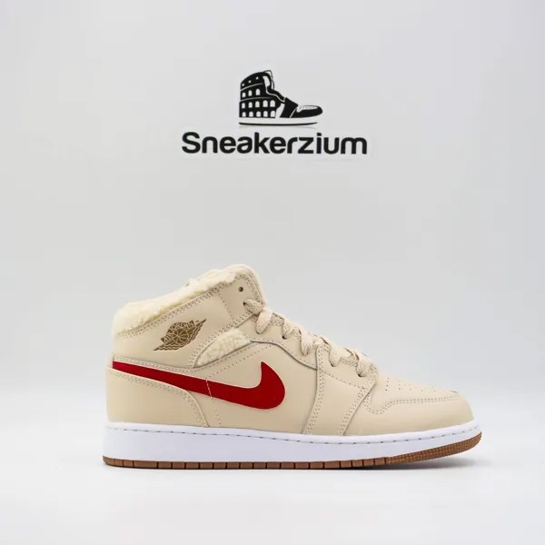 Nike Air Jordan 1 Mid -#39;Winter Fleece-#39; Белый жемчуг / синий гонщик DO2207-264 GS Размеры