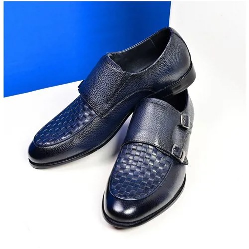 Туфли мужские кожаные монки Roscote синие 42