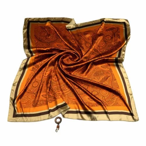 Платок FOXTROT, натуральный шелк, ручная работа, 90х90 см, мультиколор