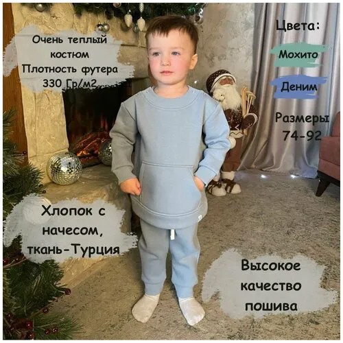 Комплект одежды  Tollyes Kids детский, брюки и свитшот, повседневный стиль, размер 74, голубой
