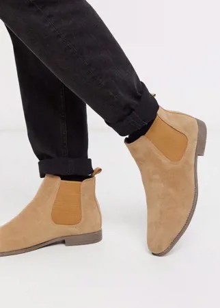 Светло-бежевые ботинки челси из искусственной замши New Look-Neutral