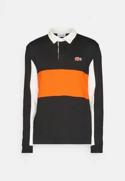 Футболка Lacoste Exclusive Unisex Long Sleeve, черный, оранжевый, белый