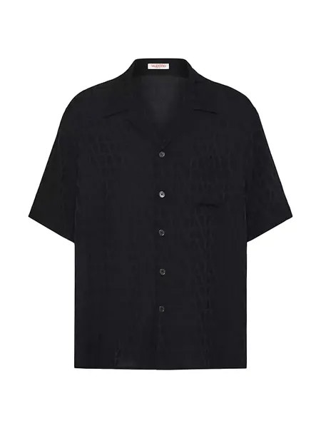 Шелковая рубашка для боулинга с узором Toile Iconographe Valentino Garavani, черный