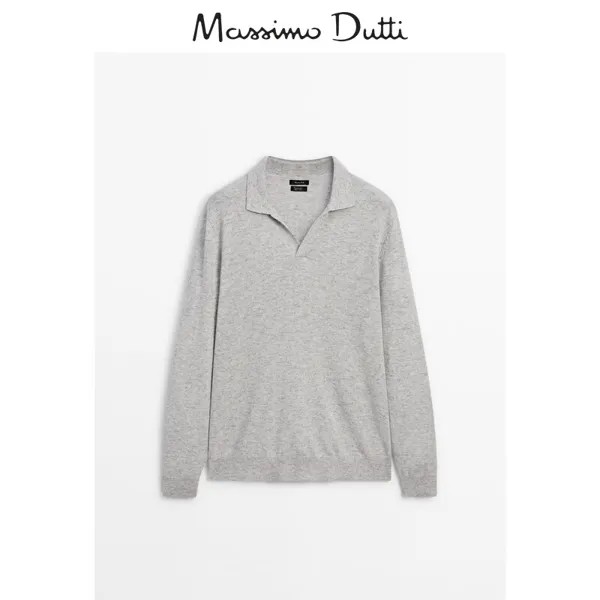 Свитер мужской Massimo Dutti 2024 с длинными рукавами, серый