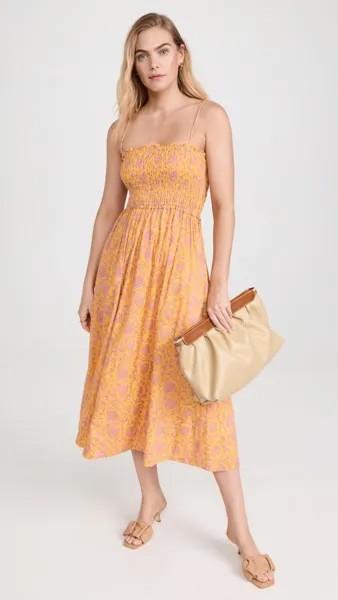 Платье Apiece Apart Porta Smocked Spaghetti Strap, желтый