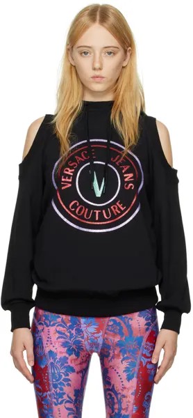 Худи черного цвета с V-образной эмблемой Versace Jeans Couture
