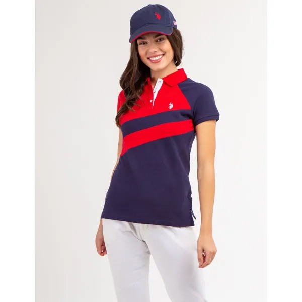 Футболка-поло U.S. Polo Assn. Diagonal Sash Colorblock, красный/синий