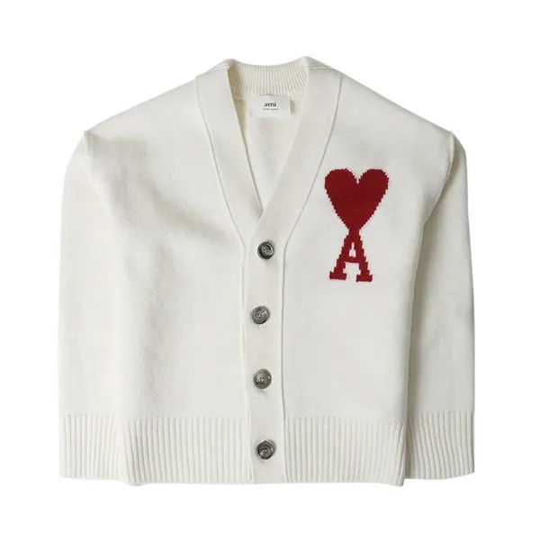 Кардиган Ami Large Heart Cardigan, белый