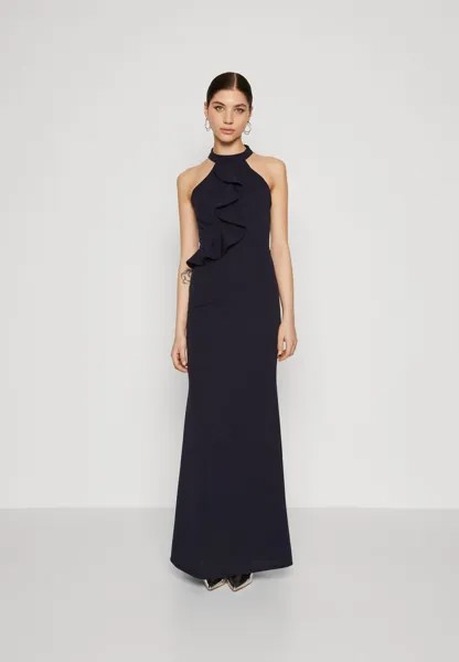 Платье из джерси Tilly Ruffle Halter Neck Maxi Dress WAL G., цвет navy blue