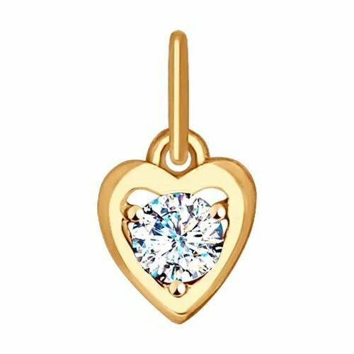 Подвеска GOLD CENTER, красное золото, 585 проба, фианит