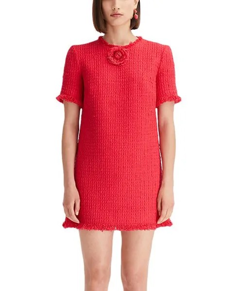 Платье с короткими рукавами и круглым вырезом Oscar de la Renta, цвет Pink